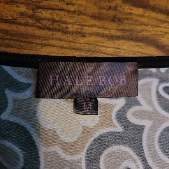 Hale Bob Shift Dress M Surplice Front Flare Sleeve V Neck Ruched Side Boho - Picture 3 of 9